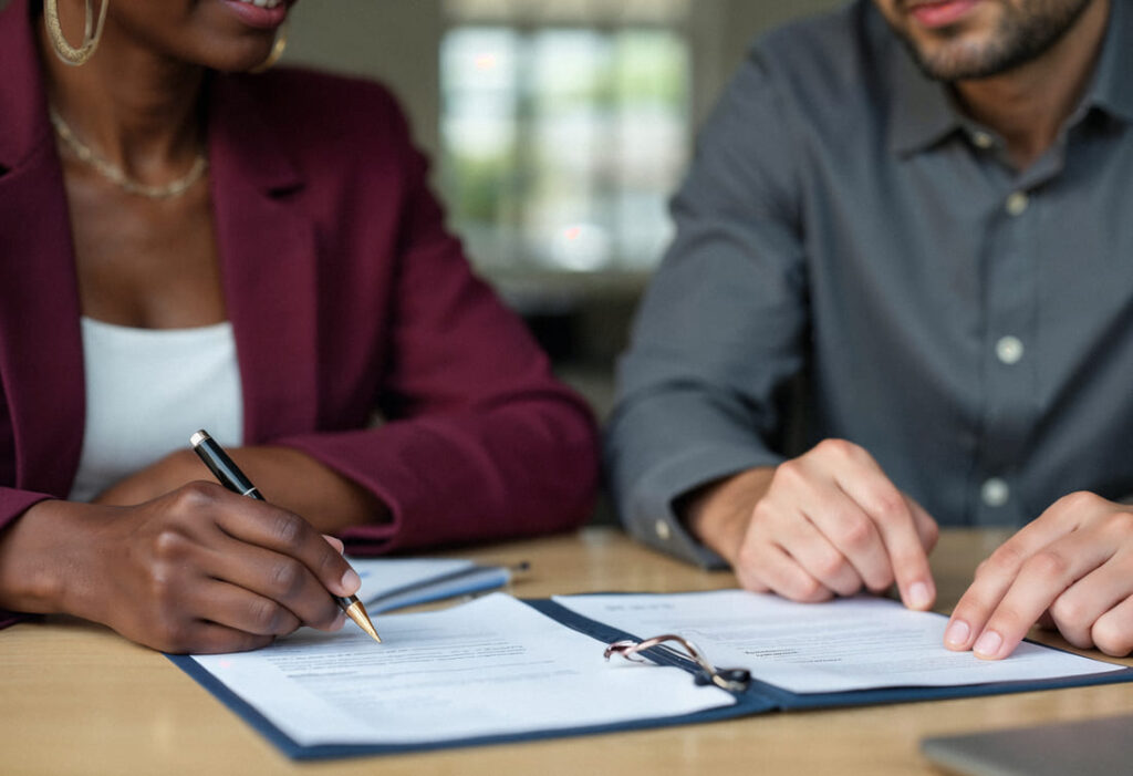 business partners signing contract agreement